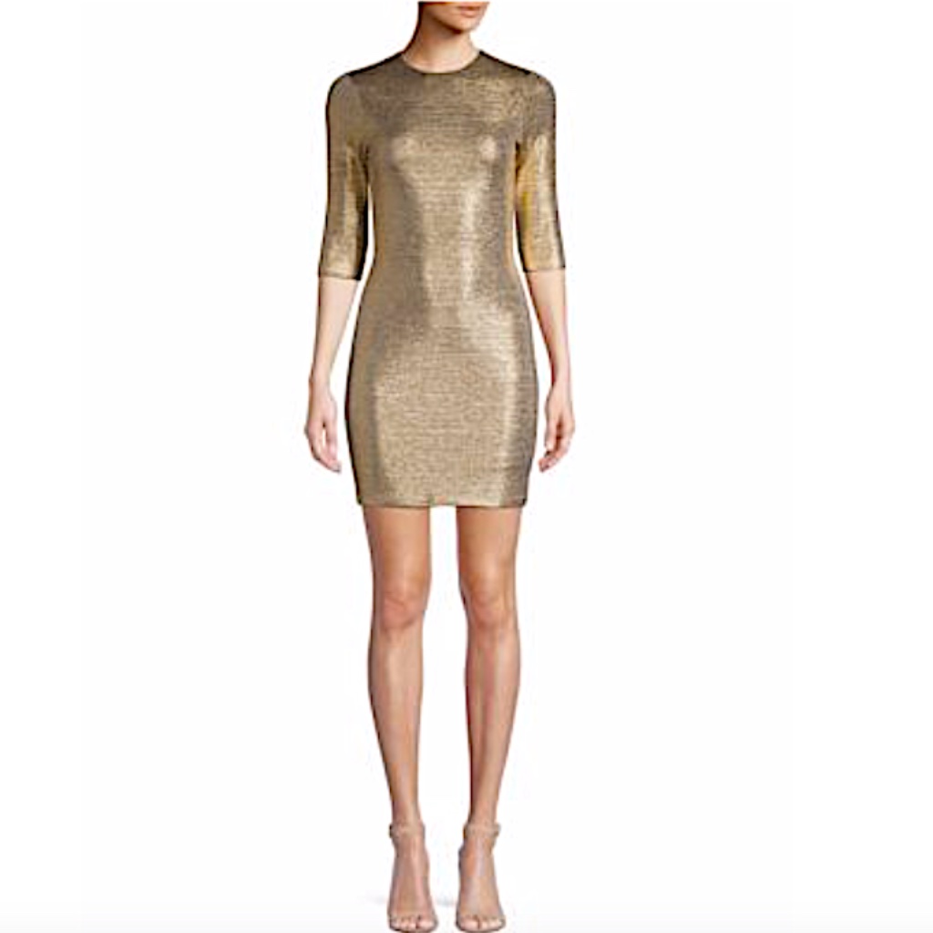 Alice + Olivia Delora Metallic Gold Dressstretch Bodycon